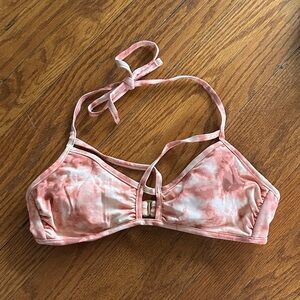 Xhilaration Pink Tie-Dye Halter Bralette with Center Ring
